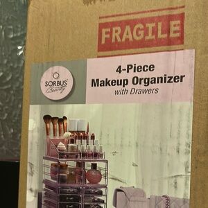 4-Piece Purple Makeup Organizer with Drawers
